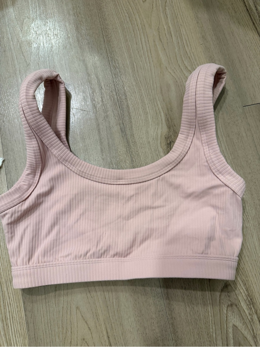 Light Pink Ribbed Scoop Neck Bralette